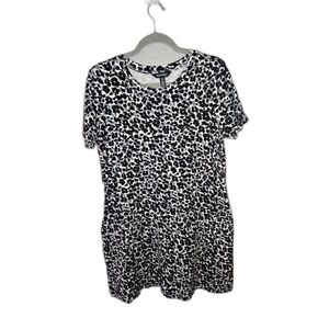 Ellen Tracy Women's Pima Cotton Triumph Gray Animal Print Dress Size Large